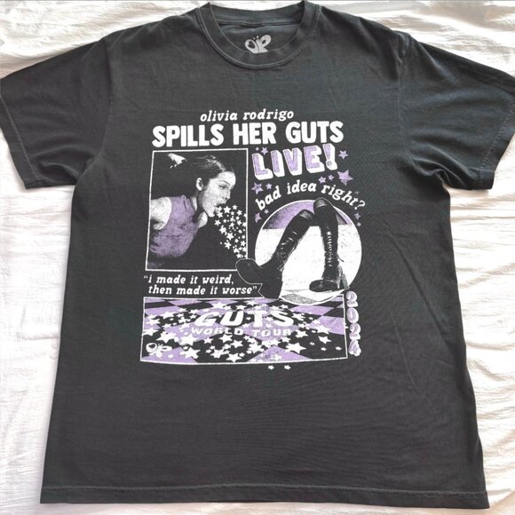 Olivia Rodrigo Pepper Garment-Dyed GUTS World Tour T-Shirt - Picture 1 of 2